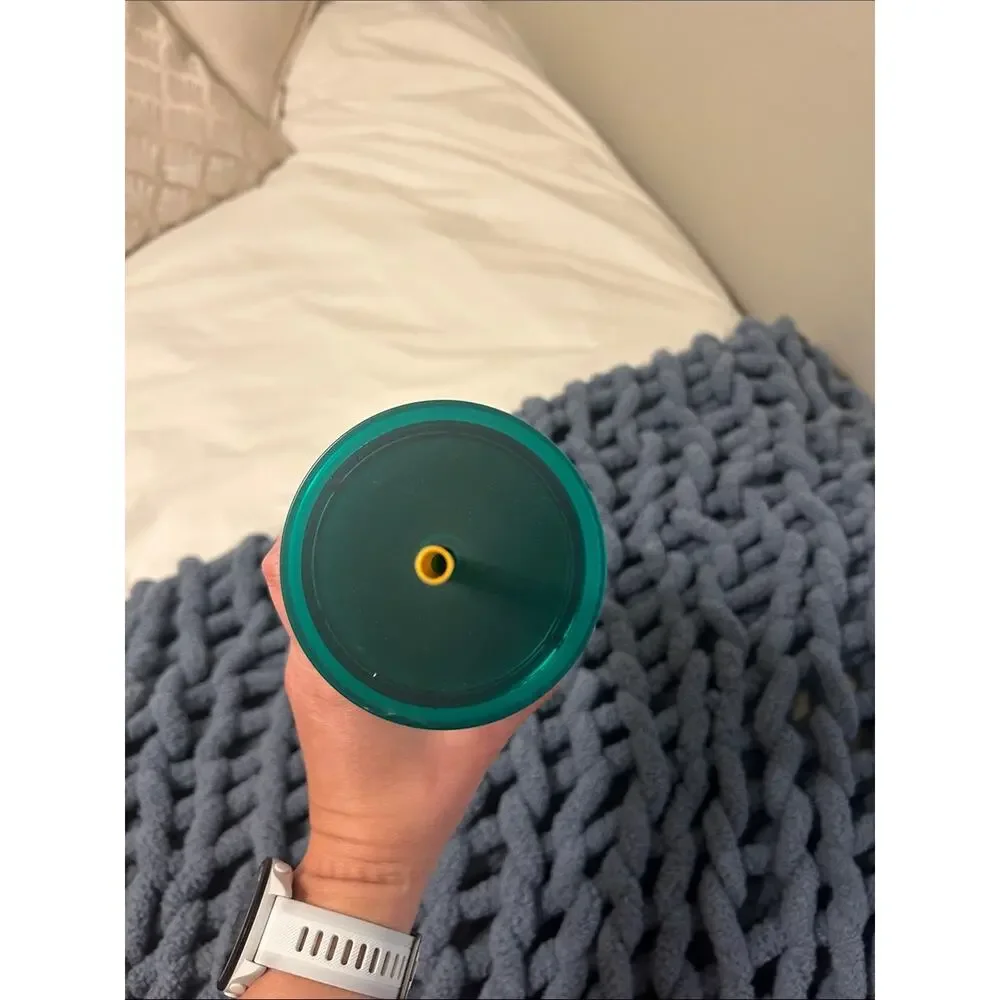 Starbucks Iridescent Emerald Green Tumbler with Yellow Straw